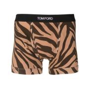 Zebra-Print Boxer met Logo Tailleband Tom Ford , Brown , Heren