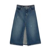 Indigo Blauwe Denim Rok Voor Split A.p.c. , Blue , Dames