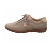 Velours Veterschoenen Hartjes , Beige , Dames