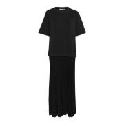 Zwarte Plissé Jurk met Wijde Mouwen InWear , Black , Dames