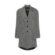 Jas met Herringbone Patroon en Revers Ermanno Scervino , Black , Dames