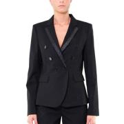 Gestreepte Glitter Blazer Jas Zwart Pinko , Black , Dames