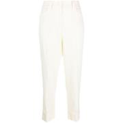 Witte Geknipte Wollen Broek Fabiana Filippi , Beige , Dames