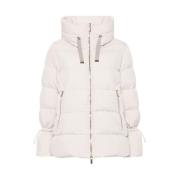 Beige Gewatteerde Hoodie Jas Moorer , Beige , Dames