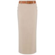 Beige Rok met Knoopsluiting en Zakken Moschino , Beige , Dames