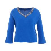 Blauwe V-hals Gebreide Kleding voor Dames Liu Jo , Blue , Dames