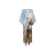 Schilderij-Print Zijden Kaftan V-Hals Roberto Cavalli , Multicolor , D...