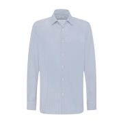 Elegante Gestreepte Katoenen Overhemd Kiton , Blue , Heren