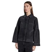 Zwart Gewassen Denim Jack Norr , Black , Dames