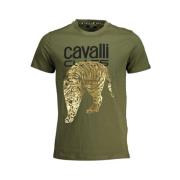 Groen Katoenen Bedrukt Logo T-Shirt Cavalli Class , Green , Heren