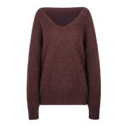 Alpaca en Mohair V-hals trui Jucca , Purple , Dames