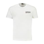 Korte Mouw Logo Geborduurd T-shirt Napapijri , White , Heren