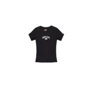 Zwarte Katoenen Tops & T-Shirt Collectie Tommy Jeans , Black , Dames