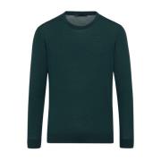 Groene Wol Crew Neck Pullover Kiton , Green , Heren