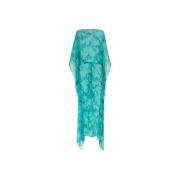 Marmerprint Kaftan Jurk Boothals Roberto Cavalli , Blue , Dames