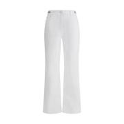 Witte katoenen jeans met modern design Versace , White , Dames