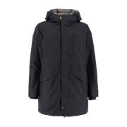 Lange donsjas met capuchon Parajumpers , Black , Heren