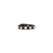 Rockstud leren armband Valentino Garavani , Black , Dames