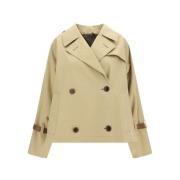 Klassieke Trenchcoat met Contrasterende Knopen Prada , Beige , Dames