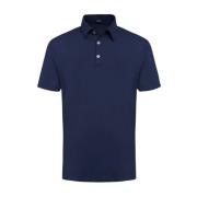 Navy Blue Katoenen Poloshirt Kiton , Blue , Heren