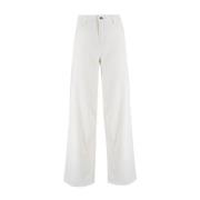 Wide-Leg High Waist Denim Jeans Ermanno Scervino , White , Dames