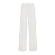 Hoge Taille Flared Katoenen Jeans Kiton , White , Dames