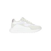 Geveterde sneakers met gemengde inzetstukken Roberto Cavalli , White ,...