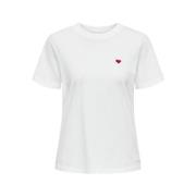 Dames Katoenen T-shirt Lente/Zomer Collectie Jacqueline de Yong , Whit...