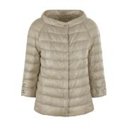 Beige Lichtgewicht Nylonjas met Verborgen Knopen Herno , Beige , Dames