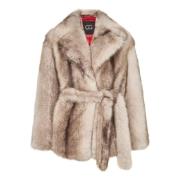 Elegante Bruine Nep Bontjas - Luxe Winterkleding voor Vrouwen - Bruin ...