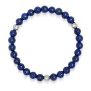 6mm Lapis Lazuli Bracelet with Silver Balls Nialaya , Gray , Heren