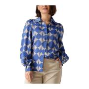 Twee-Tinten Blouse Stijlvol Veelzijdig Summum Woman , Blue , Dames