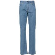 Slim Mid-Rise Jeans met Logo Patch Canali , Blue , Heren