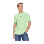 Geborduurd logo basic T-shirt in groen Tommy Jeans , Green , Heren