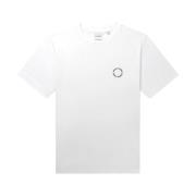 Korte Mouw T-shirt met Geribbelde Ronde Hals Daily Paper , White , Her...