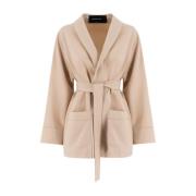 Pyjama-Stijl Jas met Piping Detail Fabiana Filippi , Beige , Dames