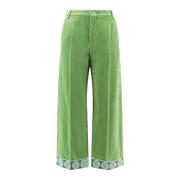 Gewassen Katoen Linnen Jacquard Broek Valentino , Green , Heren