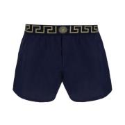 Zwemshorts met elastische tailleband en logo Versace , Blue , Heren