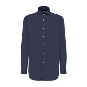 Blauw Katoenen Overhemd met Parelmoerknopen Kiton , Blue , Heren