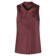 Satin Bias Cut Cowl Neck Top Vince , Purple , Dames