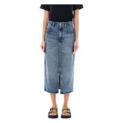 Lichtblauwe Denim Midi Rok Isabel Marant Étoile , Blue , Dames