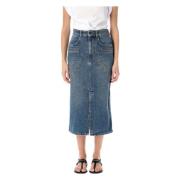 Blauwe Denim Midi Rok met Split Isabel Marant , Blue , Dames