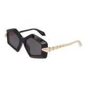 Onregelmatig Metalen Frame Zonnebril Bvlgari , Black , Unisex