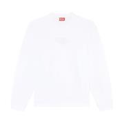 Witte Cut-Out Sweatshirt Diesel , White , Heren