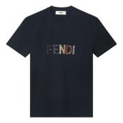 Korte mouw ronde hals T-shirt Fendi , Black , Dames