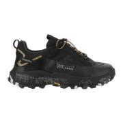 Sneakers van leer en stof met trekkoord Premiata , Black , Heren