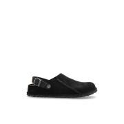 Slides Lutry Premium Suede Birkenstock , Black , Dames