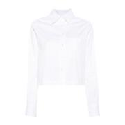 Witte Poplin Button-Up Overhemd Closed , White , Dames