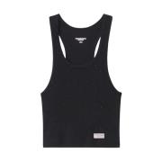 Cropped Racer Tank Katoenen Top Alexander Wang , Black , Dames