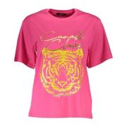 Rosa Katoenen Dames T-shirt Cavalli Class , Pink , Dames